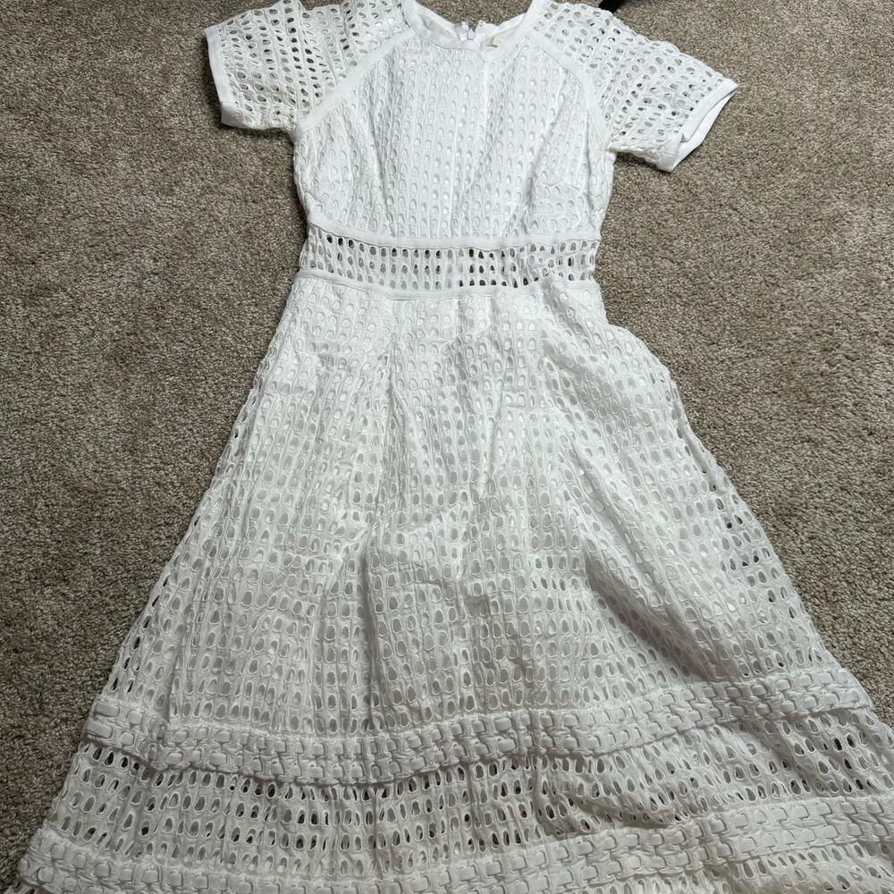 Johnathan SIMKHAI Eyelet Fit And Flare White Dress Size 4 - Picture 2 of 7